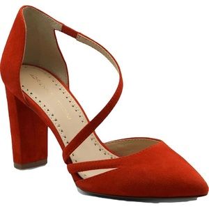 Adrienne Vittadini Nath D'Orsay Suede Pumps Tomato Red Orange Size 9.5 NEW